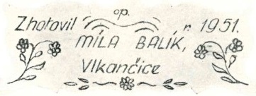 Štítek Bohumila Balíka (II). In: Jalovec, Karel: Čeští houslaři (Praha 1959).